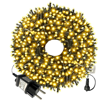 Cheqo® Kerstverlichting Binnen En Buiten - 120 LED Lampjes - Warm Wit Licht - 15 Meter Lichtslinger - Kerstlampjes - Kerstboomverlichting - IP44 Waterdicht - Sfeervolle Uitstraling - Kerst Lampjes - Kerstboom Decoratie