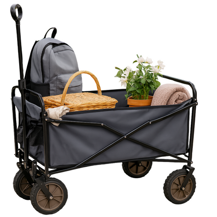 Cheqo® Opvouwbare Bolderkar – Trolley met Trekstang & Harde Wielen – 70 Kilo Draagvermogen – Inklapbaar Ontwerp – Transportwagen voor Dagje Uit – Compacte Opslag – Geschikt voor Strand – Stevige Constructie – Niet voor Huisdieren of Mensen