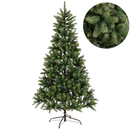 Cheqo® Kunstkerstboom - Nagoya Kerstboom - Levensechte Takjes - PE Materiaal - Natuurlijke Look - Scharnierconstructie - Takken Modelleren - Klassieke Uitstraling - Volle Kerstboom - 922 Takken - Groene Kerstboom