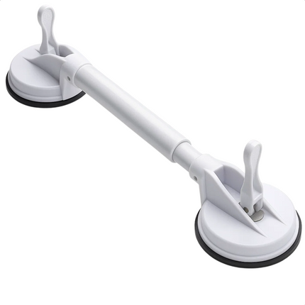 Cheqo® Douche Handgreep Met Zuignap - Veiligheidsgreep Badkamer - Handgreep Voor Ouderen - Zonder Boren - Uitschuifbare Handgreep - Gladde Oppervlakken - Verplaatsbare Handgreep - Sterke Zuignappen - Handgreep Toilet - Handgreep Met Klemmen