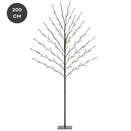 Cheqo® Verlichte Boom - LED Kerstboom- Warm Witte LED Lampjes - Kerstdecoratie Buiten - LED Boom - Spatwaterdicht - Buitenverlichting - Kerstverlichting Met Adapter - 248 LED Lampjes - IP44 - 200cm