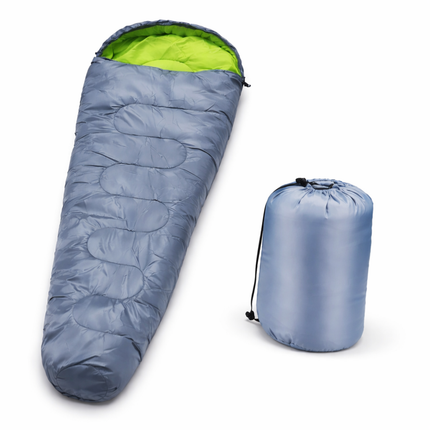 Cheqo® Mummy Slaapzak - Zomerslaapzak - Slaapzak Volwassenen - Slaapzak 1 Persoons - Camping Slaapzak - Outdoor Slaapzak - Festival Slaapzak - Lichtgewicht Slaapzak - Slaapzak Met Capuchon - Geel Grijze Slaapzak