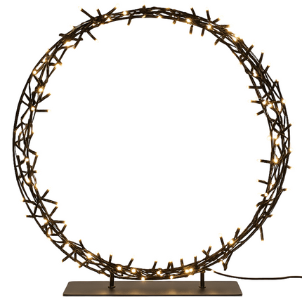 Cheqo® Kerstkrans Op Standaard - 200 Led Verlichting - 40 cm Diameter - Warm Wit Licht - Automatische Timer - Binnen En Buiten Gebruik - Metalen Standaard - IP44 Adapter - Met Timer - Kerst Krans - Kerstverlichting