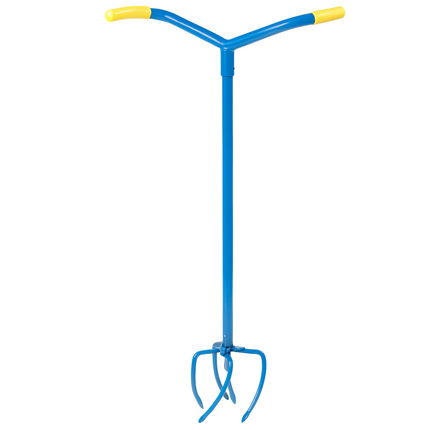 Cheqo® Tuinklauw met Lange Steel – Woelvork 95 cm – Grond Losmaken & Beluchten – Onkruidtrekker – Ergonomisch Tuin Gereedschap – 4 Tanden – Rugvriendelijk – Staal & Kunststof – Cultivator voor Hoveniers