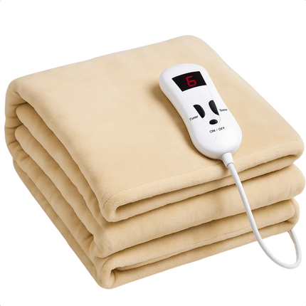 Cheqo® Elektrische Bovendeken - Warmtedeken - 180x130 cm - 1 Persoons - Flanel - Afstandsbediening - 10 Warmtestanden - Timerfunctie - Wasmachinebestendig - Snelle Opwarming - Energiezuinig - Ontspanning Spieren - Verbeterde Bloedsomloop