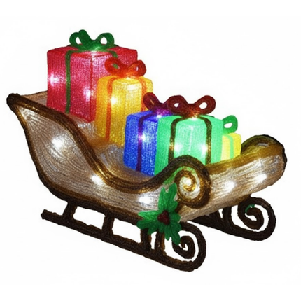 Cheqo® Kerstfiguur Arreslee Met Led - 40 cm - Kerstverlichting Binnen En Buiten - IP44 - Led Verlichting - Kerstdecoratie - Timer Functie - Energiezuinig - Spatwaterdicht - 40 Leds - Acryl Materiaal - Kerstversiering