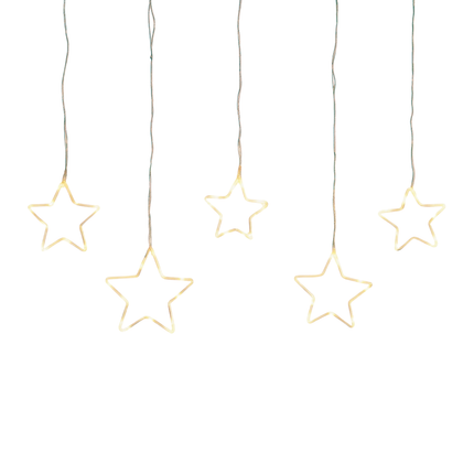 Cheqo® Lichtgordijn Kerststerren - Kerst Lichtgordijn - Licht Gordijn - Warm Wit Licht - 45 LED Lampjes - Automatische Timer - Kerst Ster Verlichting - Kerstverlichting Op Batterijen - Kerstlampjes - Kerstdecoratie - Kertster Verlichting