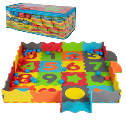 Cheqo® Speelmat Ballenbak - Puzzelmat Ballenbak - Baby Speelmat Ballenbak - Baby Speelkleed Ballenbak - 3 in 1 Speelmat - 3 in 1 Ballenbak - Baby Puzzelmat - Foam Puzzelmat Baby