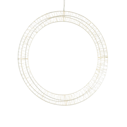 Cheqo® Kerstkrans LED - Kerstverlichting Krans - Warm Witte LED - Metalen Cirkel - IP44 Stekker - Timerfunctie - Buitenverlichting Wit - Raamdecoratie Kerst - Tuinverlichting - Kerstdecoratie - Kerst Krans - Deurkrans
