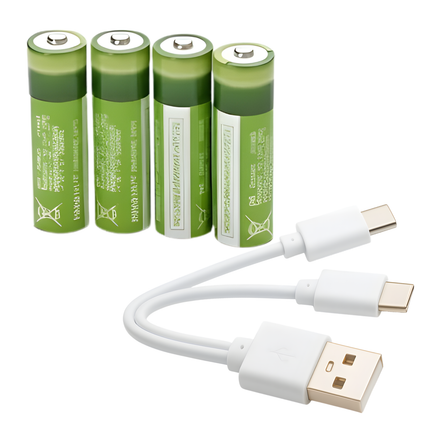 Cheqo® Oplaadbare Batterijen AA – USB-Oplaadbaar – 1200mAh Capaciteit – Lithium-Ion Technologie – USB-C Connector – Snel Opladen – In 1.5 Uur Volledig Opgeladen – Set van 4 – Tot 1000x Oplaadbaar – Met LED-Indicator – AA-Formaat