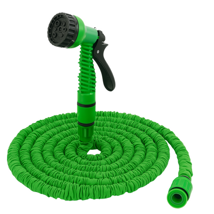 Cheqo® Flexibele Tuinslang Set 10-20M – Elastische Uitrekbare Slang – Lichtgewicht Kunststof – Sproeikop met 7 Standen – Koppelstuk Meegeleverd – Tuinbewatering – Ruimtebesparend Ontwerp – Tuin Onderhoud