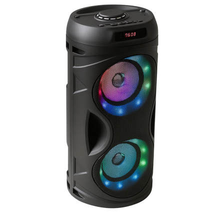 Cheqo® Bluetooth Party Speaker - Draagbare Speaker - Krachtig Geluid - RGB LED-Verlichting - Draadloze Verbinding - Bluetooth 5.3 - TWS-Functie - Multifunctioneel Afspelen - USB, Micro SD, AUX - FM-Radio - Lange Batterijduur - 10W Vermogen