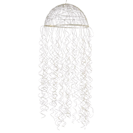 Cheqo® Kerst Kroonluchter voor Buiten - Kerstfiguur Kwal Vorm - Warm Witte LED Verlichting - 720 LED Lampjes - Spatwaterdicht - Zilveren Metalen Frame - Kersdecoratie - Kerstverlichting Buiten - Kroonluchter Lamp
