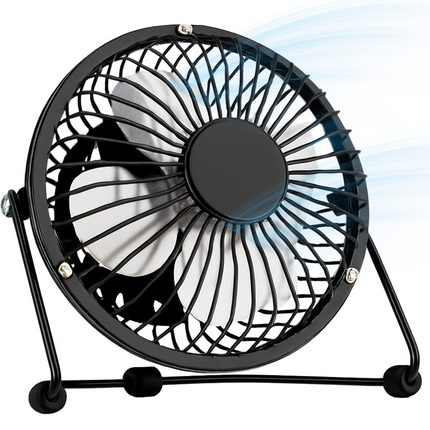 Cheqo® Mini Usb Ventilator - Usb Tafelventilator - Stille Werking - Compacte Ventilator - Usb-Aangedreven - Kantelbaar Ontwerp - Gerichte Luchtstroom - Usb Kabel Inbegrepen - Metalen Ventilator - Bureau Ventilator - Nachtkastje Ventilator