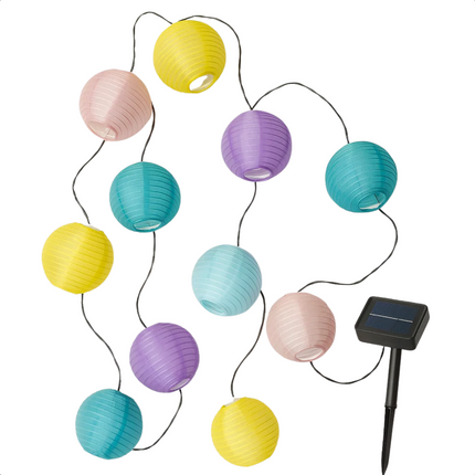Cheqo® Solar Lampionnen Slinger - LED Lampionnen - Tuinverlichting Op Zonne-Energie - Buitenverlichting Lichtslinger - Kleurrijke Lampionnetjes - Solar Lichtsnoer - Sfeerverlichting Buiten - Zonnepaneel Verlichting - Feestverlichting Tuin