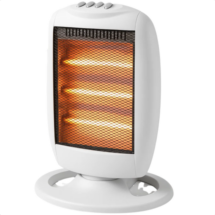 Cheqo® Halogeen Kachel - Elektrische Kachel - Draagbare Halogeen Heater - 3 Warmtestanden - 1200W Vermogen - Compacte Kachel - Bijverwarming - Oscillatiefunctie - Omvalbeveiliging - Oververhittingsbeveiliging - Instant Warmte - Draaghendel