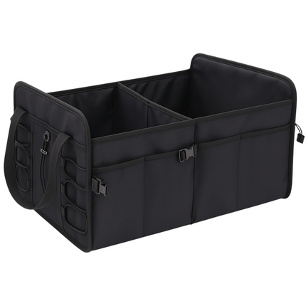 Cheqo® Kofferbak Organizer Auto – Opvouwbare Auto Opbergtas met Meerdere Compartimenten – Zwarte Kofferbak Opbergbox – Anti-Slip Ontwerp met Klittenband – Auto Accessoires – Waterdicht – Autostoel Organizer – Gereedschapstas