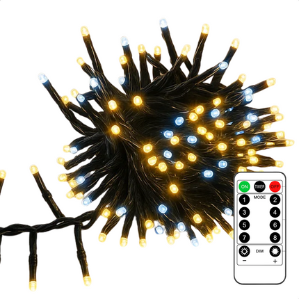 Cheqo® Kerstverlichting - Kerstlampjes - Kerstboomverlichting  - 768 LED - Twotone Verlichting - Warm Wit + Wit - Verlichte Lengte 990 CM - 8 Lichtfuncties - Automatische Timer - Binnen en Buiten - IP44 Adapter - Cluster Kerstverlichting