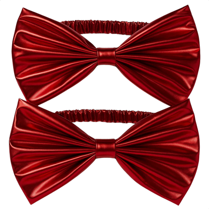 Cheqo® Kerst Stoelstrik - Stoelstrik Rood - Set Van 2 - Stoeldecoratie Kerst - Roden Strik - Kerstdecoratie Stoel - Feestelijke Stoelstrik - Kerstversiering Stoel - Decoratieve Strik - Stoelstrik Set - Kerst Strik