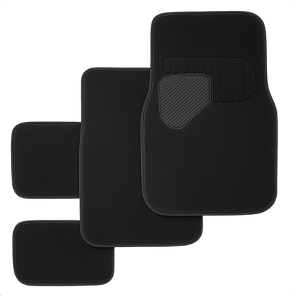 Cheqo® Universele Automatten - 4-Delige Set - Anti-Slip Bodem - Automatten Zwart - Eenvoudig Te Reinigen - Glijvaste Rug - Automatten Voor En Achter - Universeel Toepasbaar - Automatten Set - Chauffeursmat - Bijrijdermat - Matten Achterin