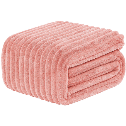 Cheqo® Fleece Deken - Roze Deken - 150x200 cm - Polyester Deken - Wasbaar Op 30 Graden - Super Zacht - Plaid Deken - Woondeken - Warme Deken