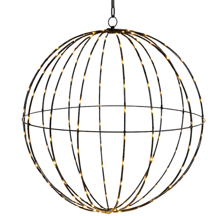Cheqo® Lichtbol Metaal - Kerstverlichting Met Timer - Extra Warm Wit - 240 LED Kerstbal - Kerstfiguur - Zwart Metalen Frame - Geschikt Voor Binnen En Buiten - Opvouwbaar Ontwerp - IP44 Adapter - Automatische Timer - Kerstdecoratie