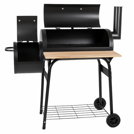 Cheqo® Rookoven met Barbecue - Rook Oven - BBQ Smoker Barbecue 2-in-1 - Verrijdbare BBQ - Houtskool & Rookoven - Met Wielen