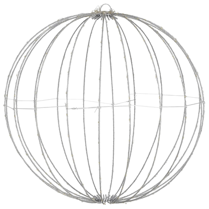 Cheqo® Kerstverlichting Buiten - LED Kerst Bollen - Tuin Kerstlampjes - Verlichte Bal - Klassieke Witte LED - Spatwaterdichte Adapter - Timerfunctie - Metalen Frame - 400 LED Lampjes - Diameter 60 cm - Lichtgrijze Kleur