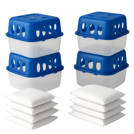 Cheqo® Navulbare Vochtopnemers - Vochtvanger Navulling - Vochtontrekker Navulzak - Vochtopnemer Navulling - Beschermt Tegen Schimmel - Bestrijding Van Geurtjes - Set Van 4 Stuks - Kleine Ruimtes - Weinig Ventilatie - Condensbestrijding