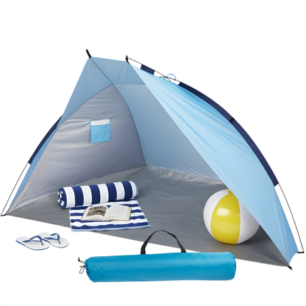 Cheqo® Strandtent - Beach Shelter - Beach Tent - Strand Shelter - Strandtenten - Pop Up Strandtent - Pop Up Beach Tent - Strandtent Pop Up - Strandtent 2 Persoons - Strandtent voor 2 Personen - Blauwe Strandtent