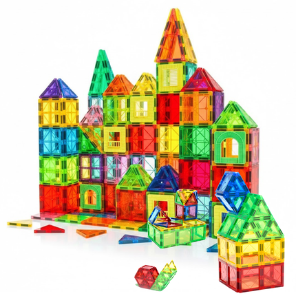 Cheqo® Magnetische Tegels - Magnetische Bouwtegels - Magnetisch Speelgoed - Magnetische Bouwstenen - Magnetische Bouwblokken - Magnetisch Constructiespeelgoed - Magnetisch Bouwspeelgoed - Magnetische Bouwset