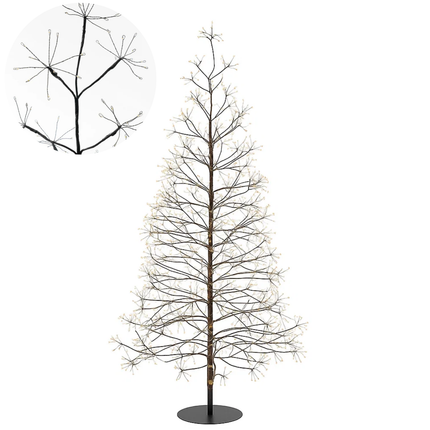 Cheqo® Outdoor Lichtboom - Kerstverlichting Buiten - Warm Wit Licht - Micro LED-Lampjes - IP44 Stekker - Spatwaterdicht - Tuinverlichting Kerstboom - 180 CM Hoogte - Zwarte Frame - Sfeervol Licht - 5 Meter Snoerlengte