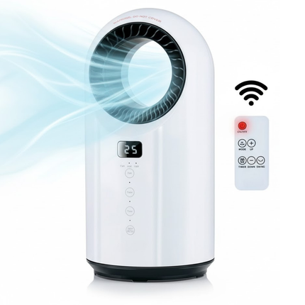 Cheqo® Bladloze Ventilatorkachel - Elektrische Kachel - Keramische Kachel - Ventilatorkachel - Verwarmings- En Ventilatormodi - Afstandsbediening - Heater - Verwarming - Kachel - Ventilator Kachel - Verwarmer
