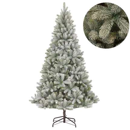 Cheqo® Kunstkerstboom met Sneeuw - Luxe Afwerking - Realistische Look - Natuurgetrouwe Naaldvorm - Scharnierconstructie - Volle Kerstboom - Weelderige Boom - Kerstboom 180 CM - Groene Kerstboom - Gemakkelijk Op Te Zetten