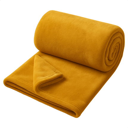 Cheqo® Fleece Deken - Geel - 150x200 cm - Super Zacht Materiaal - Woondecoratie Woonkamer - Polyester Fleece - Wasmachine Wasbaar - Dekentje voor Bank Of Bed - Stijlvolle Kleur - Deken - Plaid