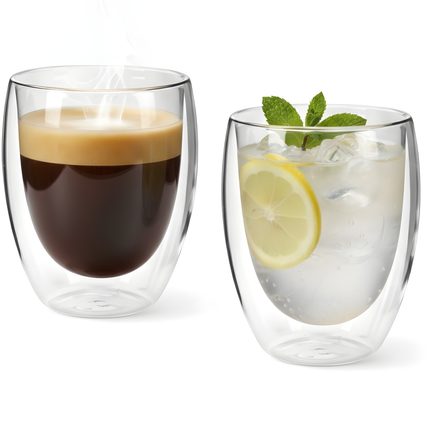 Cheqo® Dubbelwandige Cappuccino Glazen - Cappuccino Glazen - Dubbelwandige Koffieglazen - Dubbelwandige Glazen - Koffieglazen