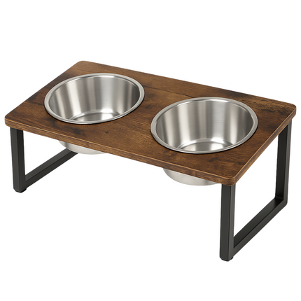 Cheqo® Verhoogde Hondenvoerbak - Voerbakken - Dinerset Hond - Dubbele Voerbak met Standaard - Drinkbak Hond - Waterbak - RVS - Anti-slip Standaard