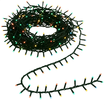 Cheqo® LED Kerstverlichting - Kerstlampjes - Kerstboomverlichting - 180 LED Lampjes - Multicolor Verlichting - 8 Lichtfuncties - Geheugenfunctie - Timer Functie - 13.5 Meter Lengte - Groen Snoer - IP44 Adapter - Binnen en Buiten