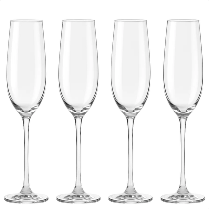 Cheqo® Champagneglazen Set - Champagneglas Set - Glazen Voor Champagne - Set Van 4 - Feestelijke Glazen - Hoogwaardige Kwaliteit - Elegant Design - Glaswerk Voor Feest - Luxe Uitstraling - Transparant Glas - Glazen Voor Bubbels