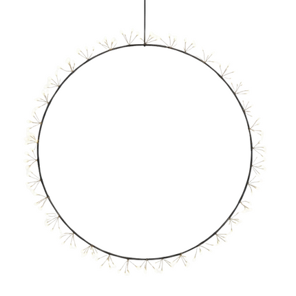 Cheqo® Verlichte Kerstkrans - Warm Witte LED - Spatwaterdicht - Buiten Te Gebruiken - Metalen Frame - 210 LED Lampjes - Zwarte Kleur Krans - Diameter 50 CM - Kerstdecoratie - Sfeerverlichting - IP44 - Deurkrans - Binnen En Buiten
