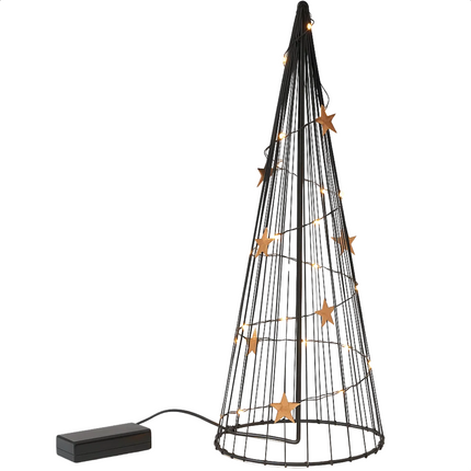 Cheqo® LED Kerstdecoratie - Kegelvormige Kerstverlichting - Warm Witte Led's - Geschikt voor Binnen en Buiten - Moderne Kerstverlichting op Batterijen - Kerstboom LED - Kerstfiguur - Energiezuinige Kerstverlichting