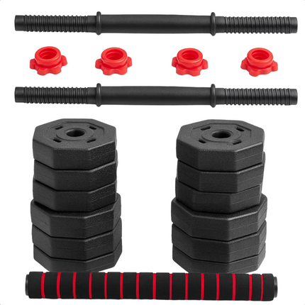 Cheqo® Verstelbare Dumbbell Set - Halterset Gewichten - Dumbbells En Halterstang - Fitness Gewichten - Krachttraining Thuis - Multifunctionele Gewichten Set - Dumbbell Set 19 Stuks - Barbell Maken - Gewichten Van 1,25 Tot 2 kg