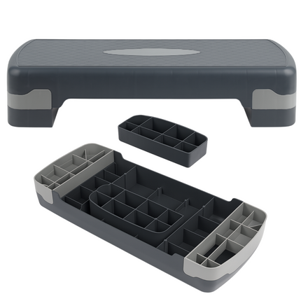 Cheqo® Verstelbare Aerobic Step 10-15 cm – Fitness Stepper met Anti-Slip Laag – Stepbank voor Thuis en Sportschool – Step Aerobics – Krachttraining & Conditietraining – Draagvermogen 150 kg – Opstapbankje