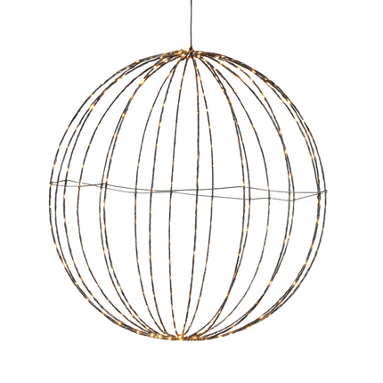 Cheqo® LED Kerstbal - Kerstverlichting Voor Buiten - Warm Witte LED-Lampjes - Verlichte Bal - Timerfunctie - Buitengebruik - Kerst Tuinverlichting - Hangende LED Bollen - Zwarte Metalen Frame - Kerstfiguur - Kerstdecoratie