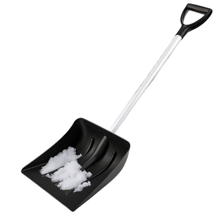 Cheqo® Compacte Sneeuwschep - Kunststof Sneeuwschep - Auto Noodschep - Verchroomde Metalen Steel - Springveersluiting - Gemakkelijk Mee Te Nemen - Sneeuwschuiver - Stevige Steel - Auto Accessoires Winter - Sneeuwruimen