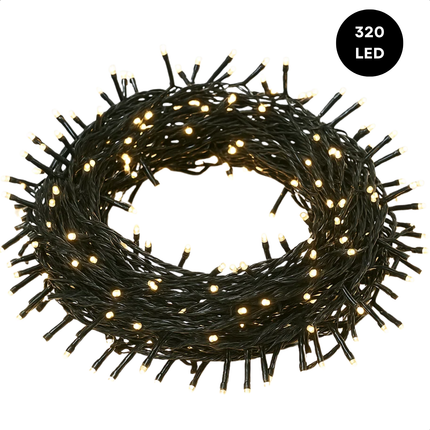 Cheqo® Kerstverlichting - Kerstboomverlichting - Kerstlampjes - Kerst Verlichting - Warm Wit Licht - 320 LED Lampjes - Geschikt Voor Binnen En Buiten - IP44 - 24 Meter Lichtsnoer - Kerstverlichting Buiten
