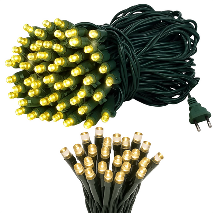 Cheqo® Kerstverlichting - Kerstlampjes - Kerstboomverlichting voor Buiten - Kerstboomverlichting Binnen - 120 LED Lampjes - Warm Wit Licht - LED Lichtsnoer - IP44 Waterdicht - 9 Meter Lengte - Groene Kabel - Energiezuinig
