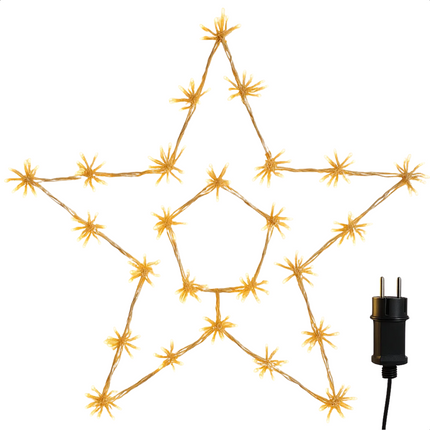 Cheqo® Kerstster 250 Led - Warm Wit Licht - Ø60cm Kerstdecoratie - Binnen En Buiten Gebruik - IP44 Beschermwaarde - Firework Effect Verlichting - 5 Meter Aansluitsnoer - Verlichte Kerstster - Blikvanger Kerstverlichting - Clusterverlichting
