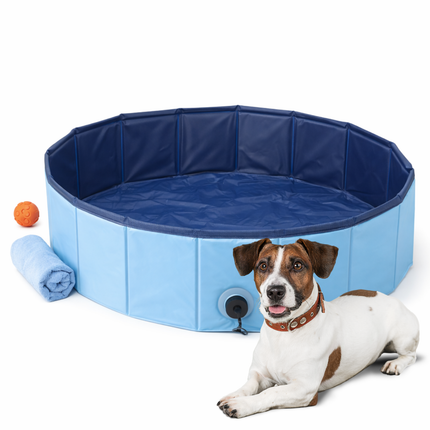 Cheqo® Hondenzwembad - Zwembad Voor Honden - Hondenbad - Honden Zwembad Opvouwbaar - Zwembad Voor Huisdieren - Dierenzwembad - Blauw Hondenzwembad - Hondenzwembad Middelgrote Honden