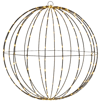 Cheqo® Lichtbol Kerstverlichting - Kerstbal LED - Extra Warm Wit - Met Timer - 50 cm Diameter - Binnen En Buiten - IP44 - Zwart Metaal - Kerstfiguur - Kerstdecoratie - Kerstlampjes - LED Bal - Lichtgevende Kerstbal